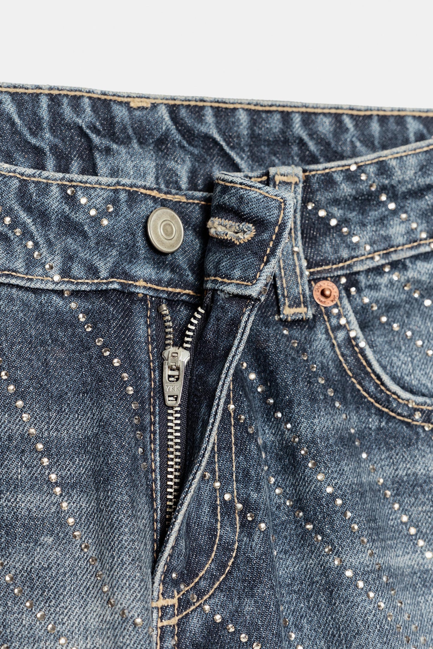 Jeans TRF Wide Leg Tiro Bajo Strass