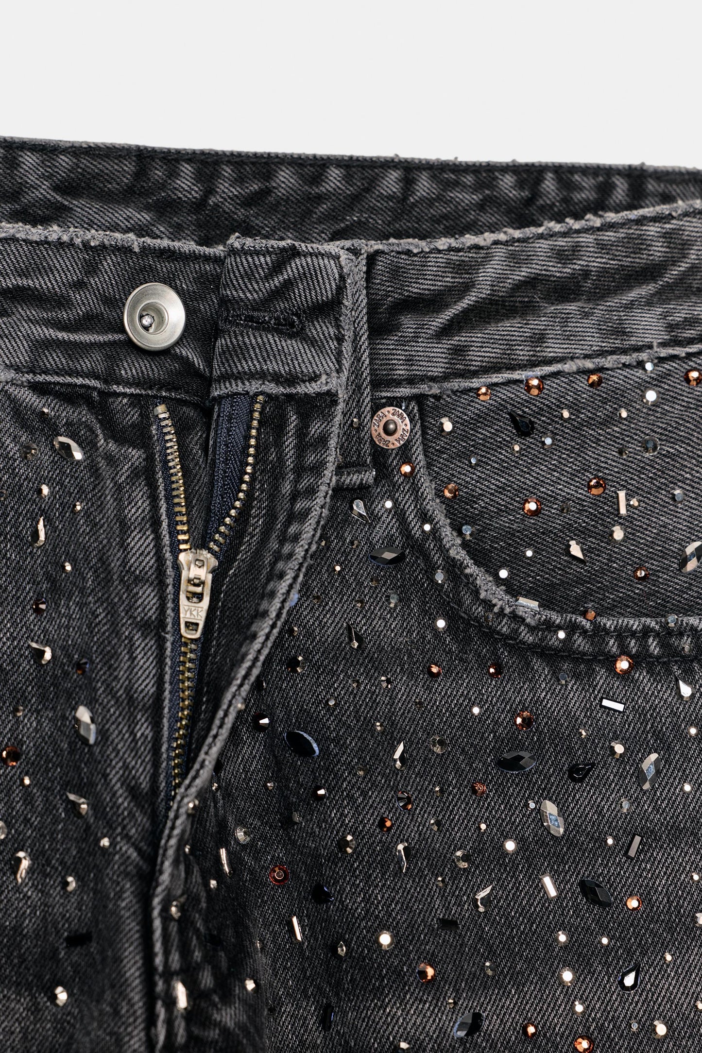 Jeans TRF Straight Strass Tiro Bajo